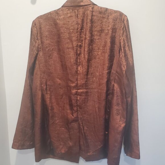 A New Day Bronze Metallic Single Breasted Lightweight Lined Blazer  sz Large - Picture 5 of 8